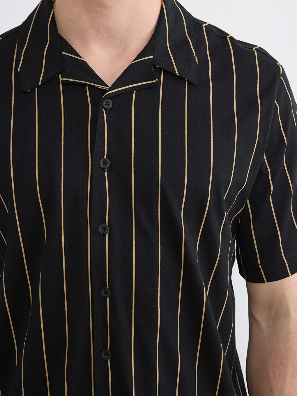 Siyah Standart Kalıp Çizgili Penye Erkek Pijama Takım-2