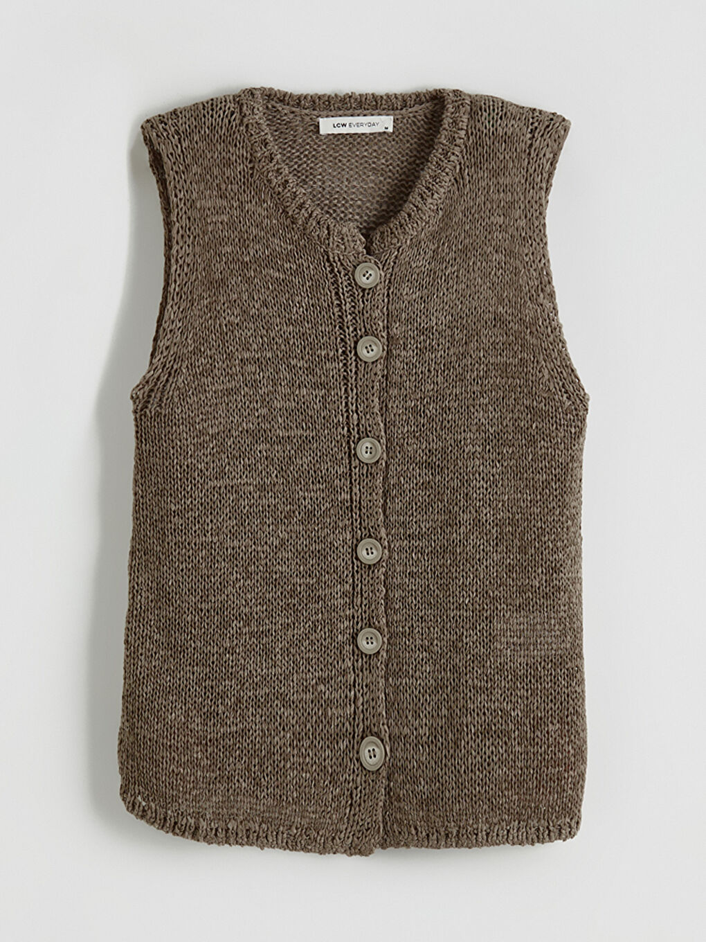 Женский трикотажный жилет с круглым вырезом-4