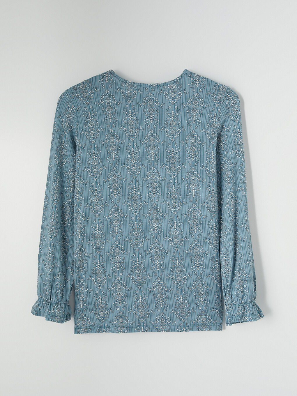 Mavi Bisiklet Yaka Desenli Bluz-5