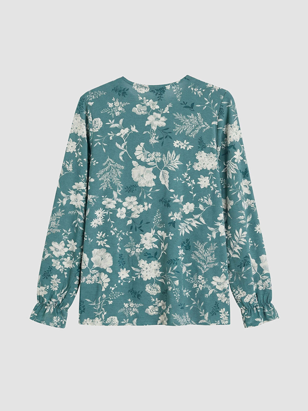 Mavi Bisiklet Yaka Desenli Bluz	-5