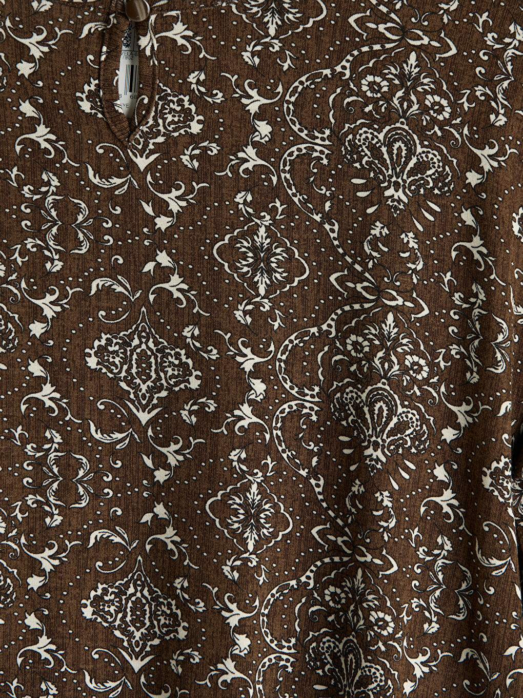 Kahverengi Bisiklet Yaka Desenli Bluz-2