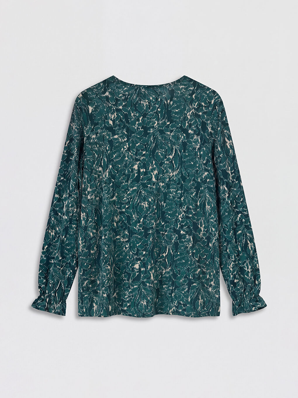 Haki Bisiklet Yaka Desenli Bluz-1