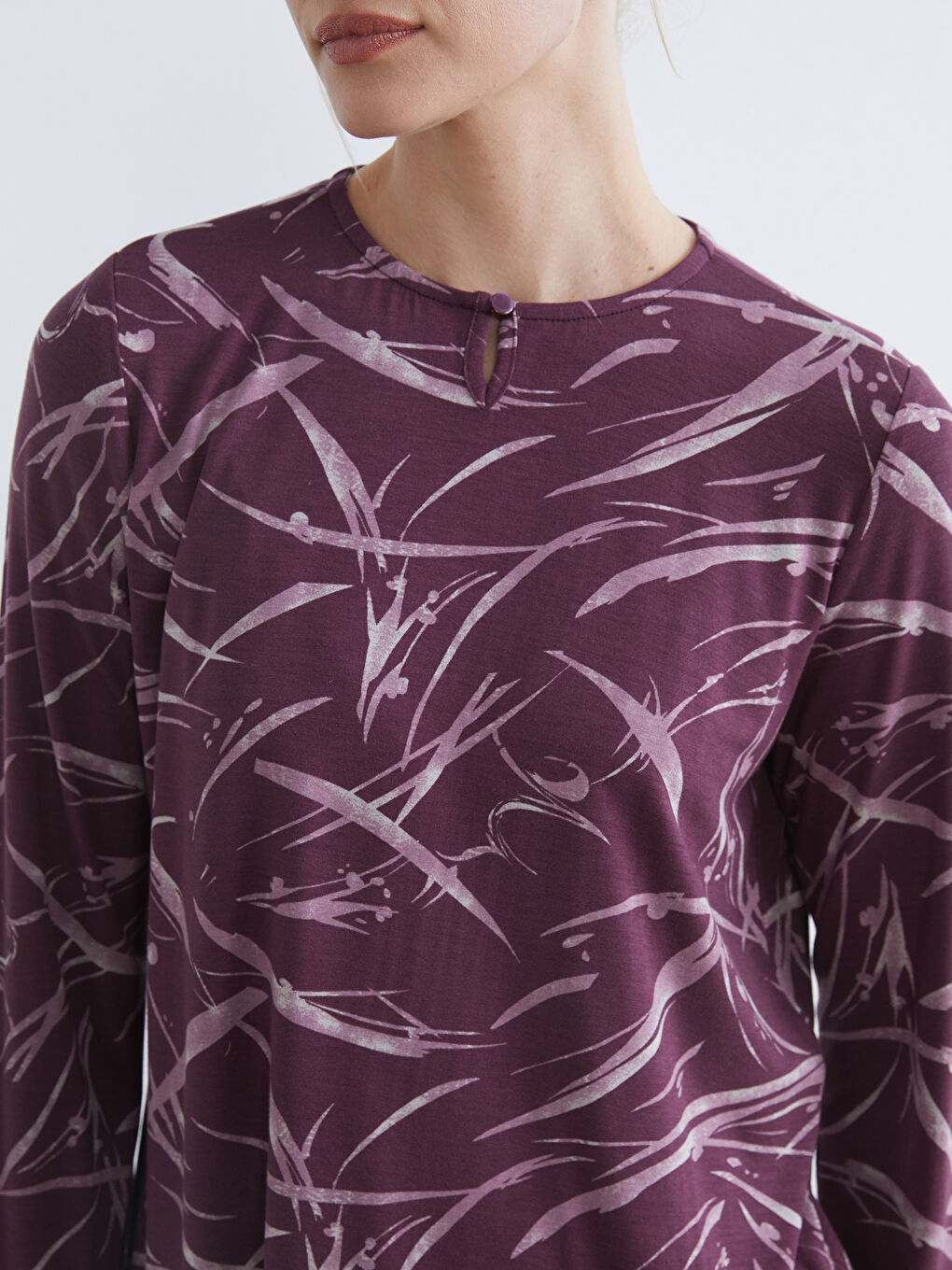 Mürdüm Bisiklet Yaka Desenli Bluz	-2