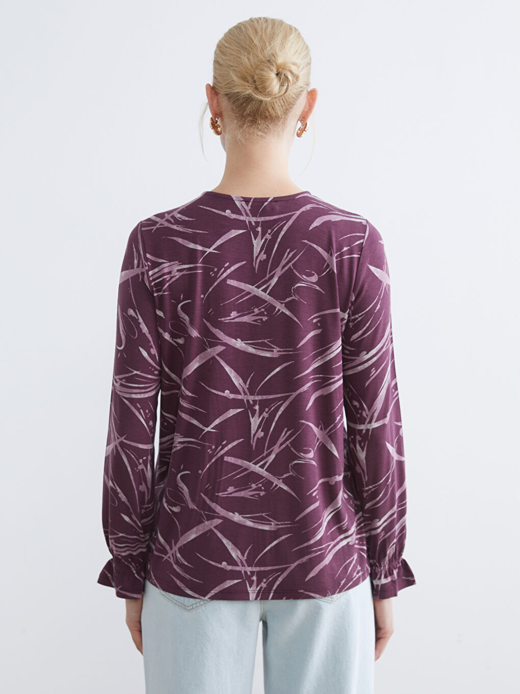 Mürdüm Bisiklet Yaka Desenli Bluz	-3