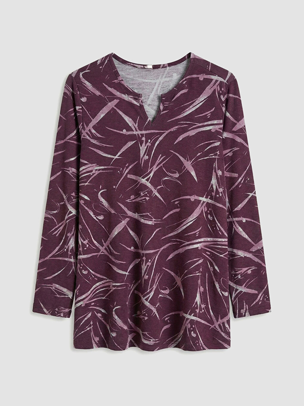 Mürdüm Bisiklet Yaka Desenli Bluz	-5