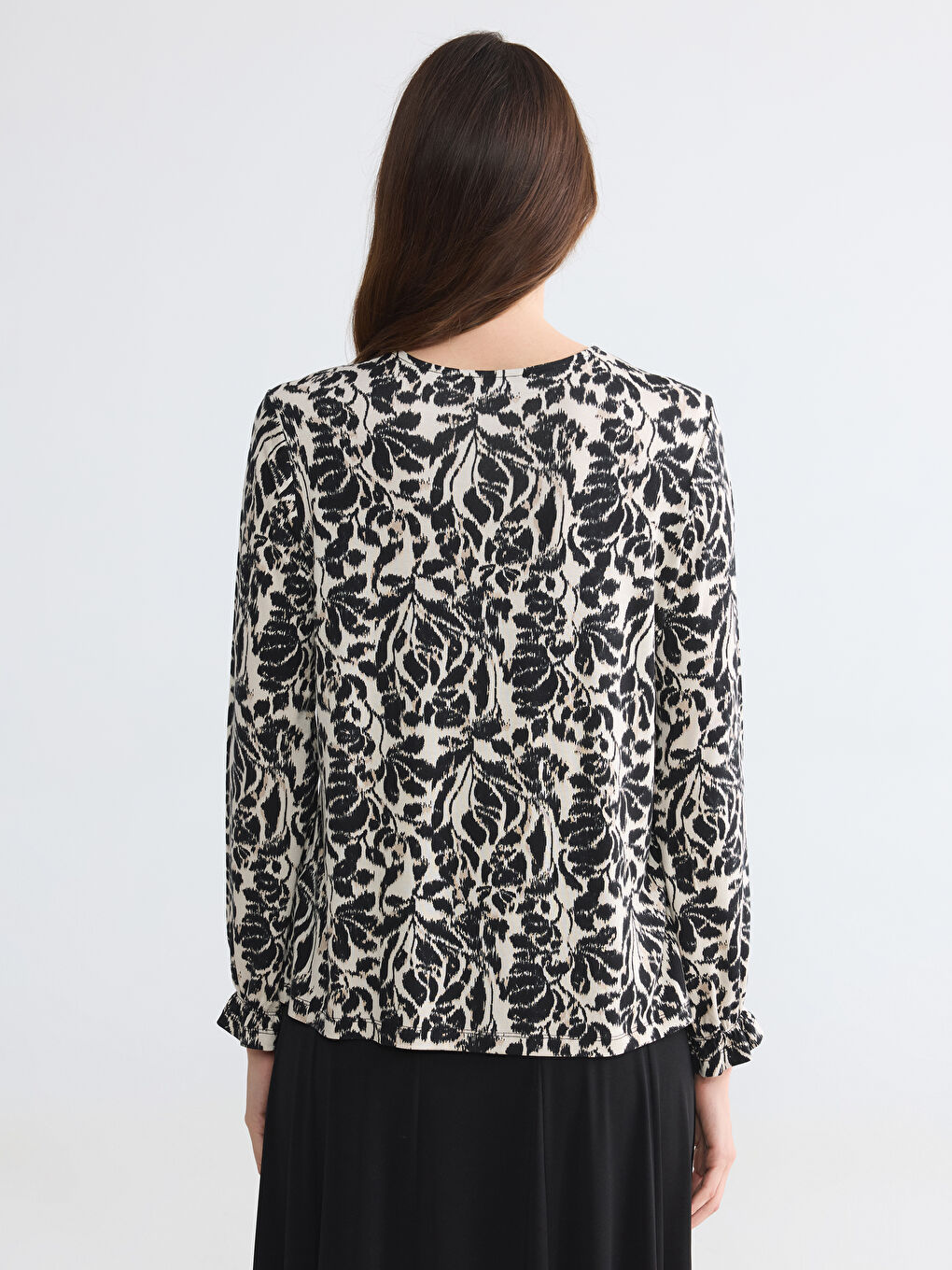 Bluza sa okruglim izrezom sa uzorkom-3