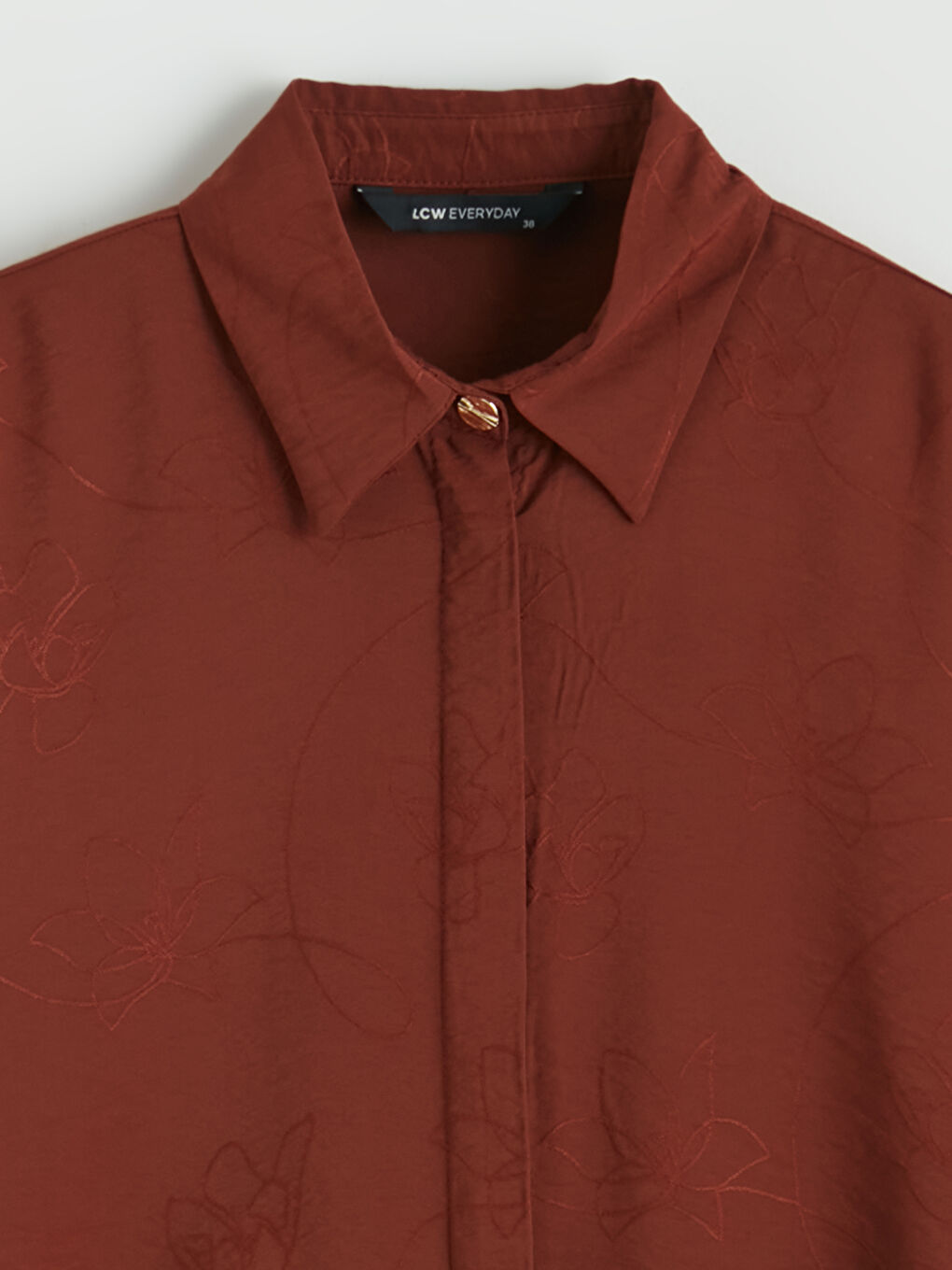 Kahverengi Çiçekli Kuşaklı Kadın Gömlek Tunik-1