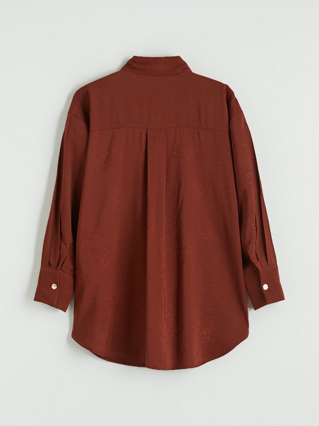 Kahverengi Çiçekli Kuşaklı Kadın Gömlek Tunik-2