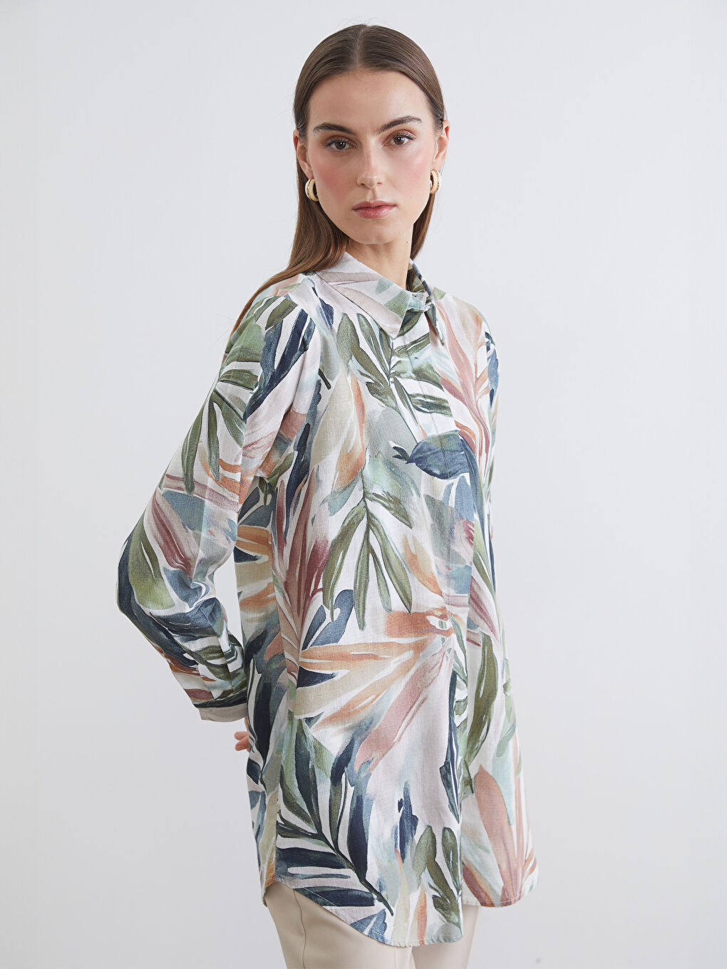 Karışık Desenli Kadın Gömlek Tunik