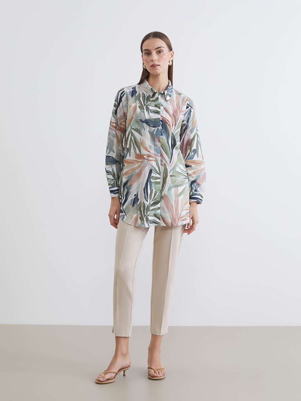 Karışık Desenli Kadın Gömlek Tunik-1