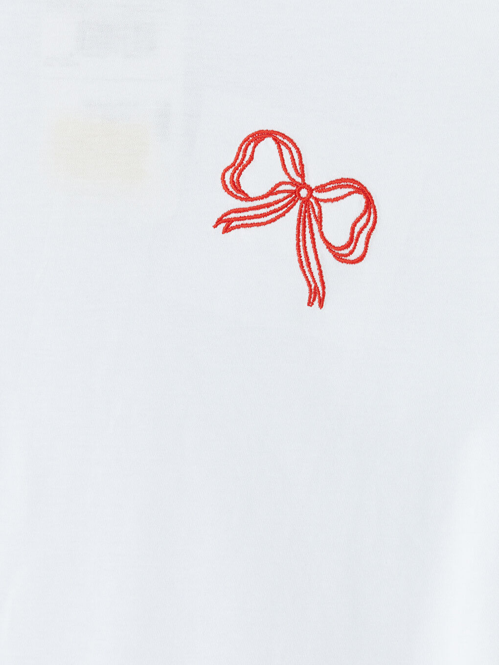 Beyaz Fiyonk Baskılı Fırfırlı Kız Çocuk Tişört-2