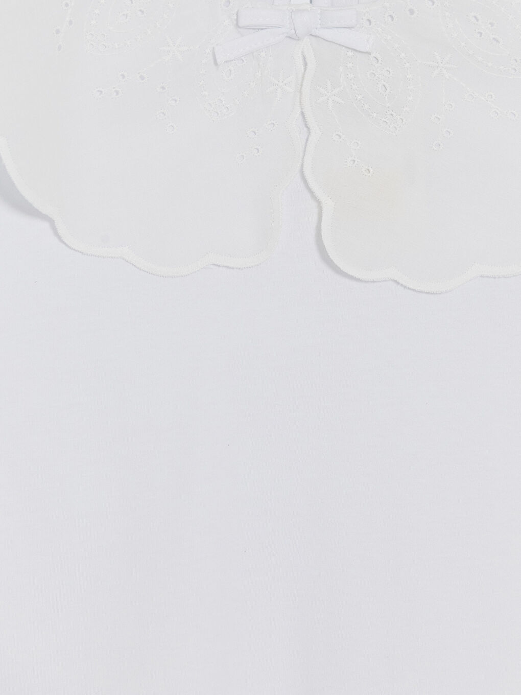 Ekru Bebe Yaka Fiyonklu Kız Çocuk Tişört-2