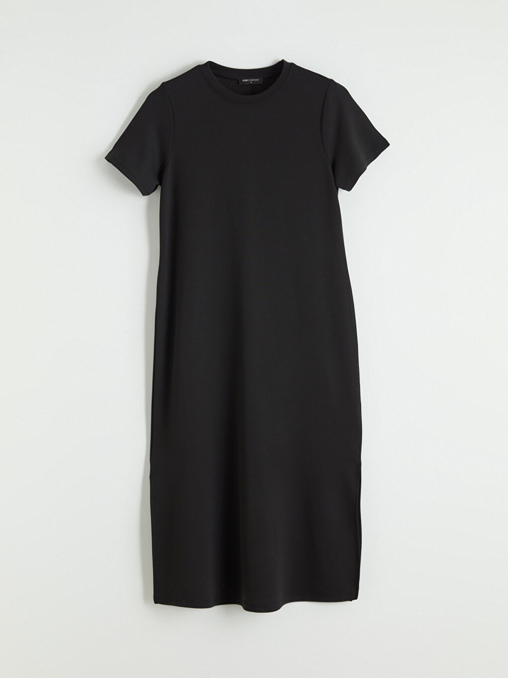 Siyah Bisiklet Yaka Yırtmaçlı Elbise-4