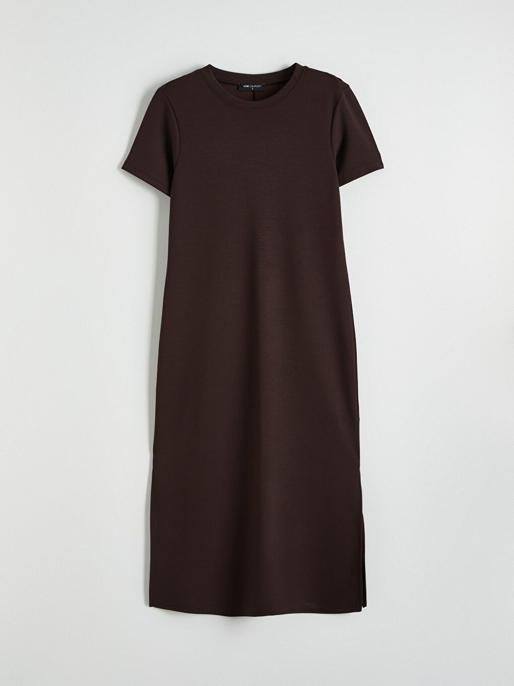 Kahverengi Bisiklet Yaka Yırtmaçlı Elbise-4