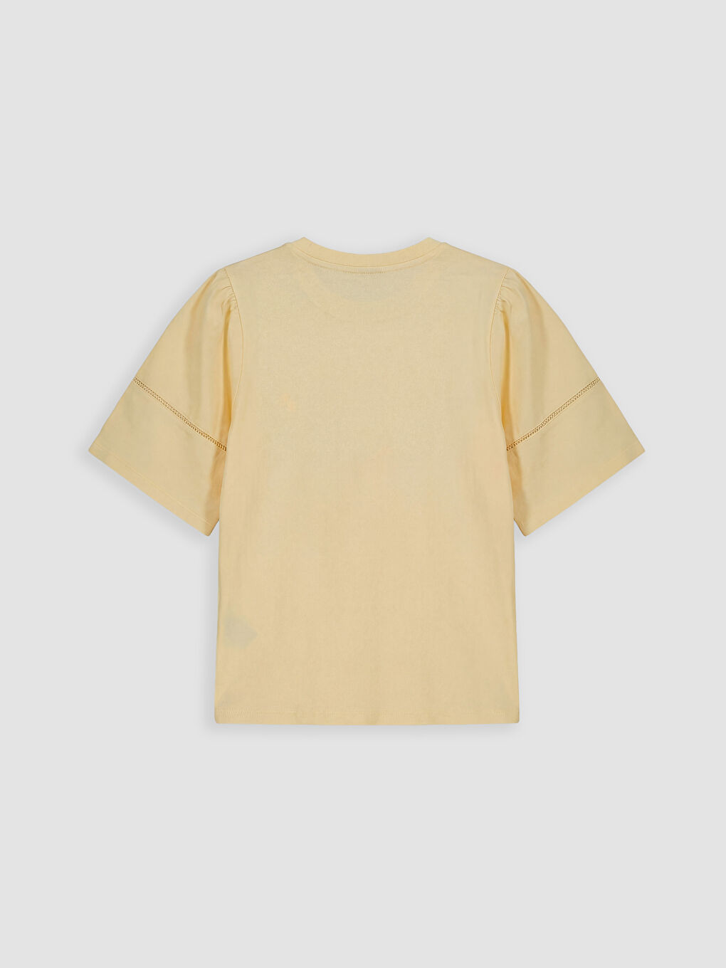 Bej Bisiklet Yaka Kız Çocuk Tişört-1