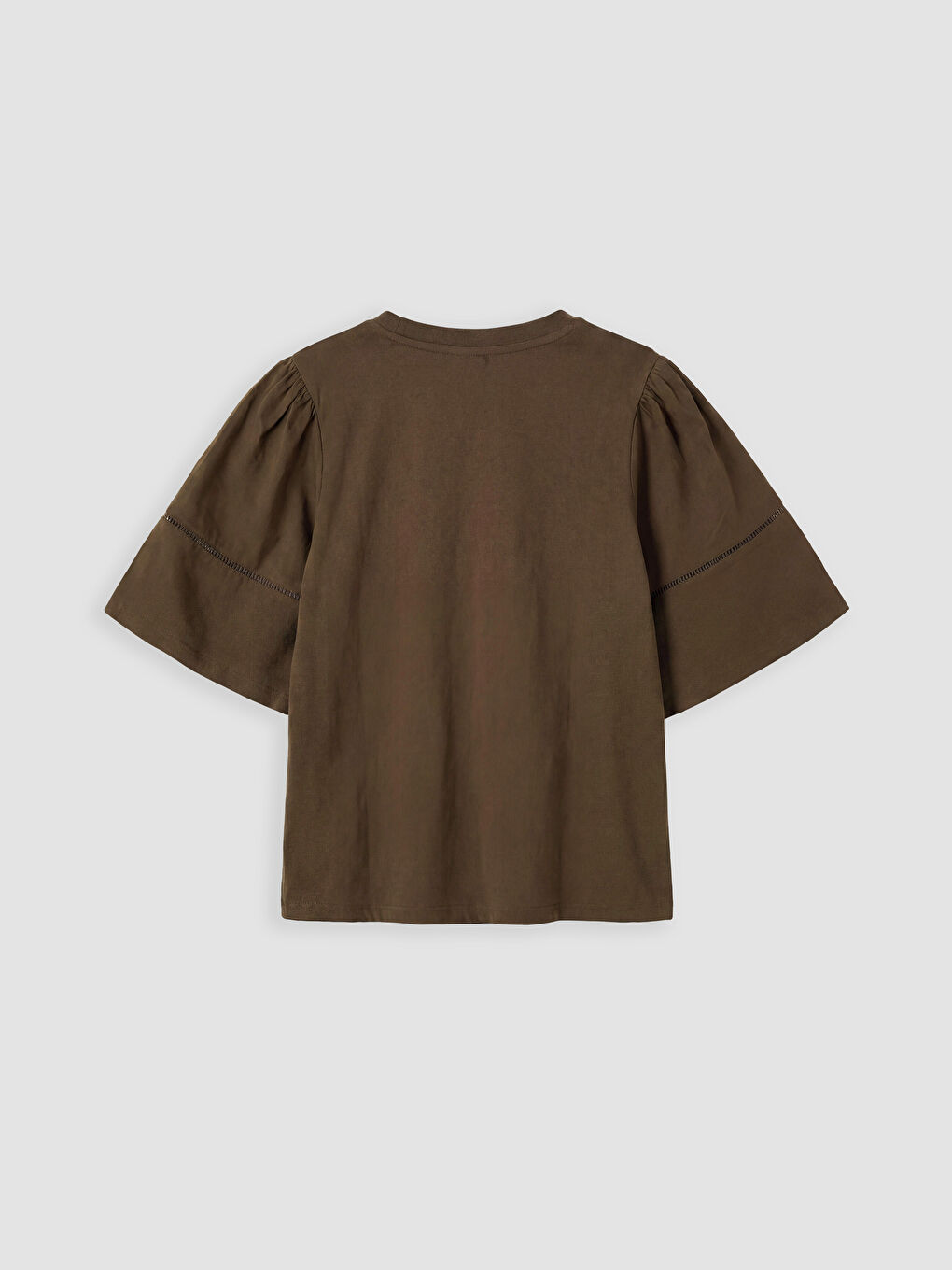 Kahverengi Bisiklet Yaka Kız Çocuk Tişört-1