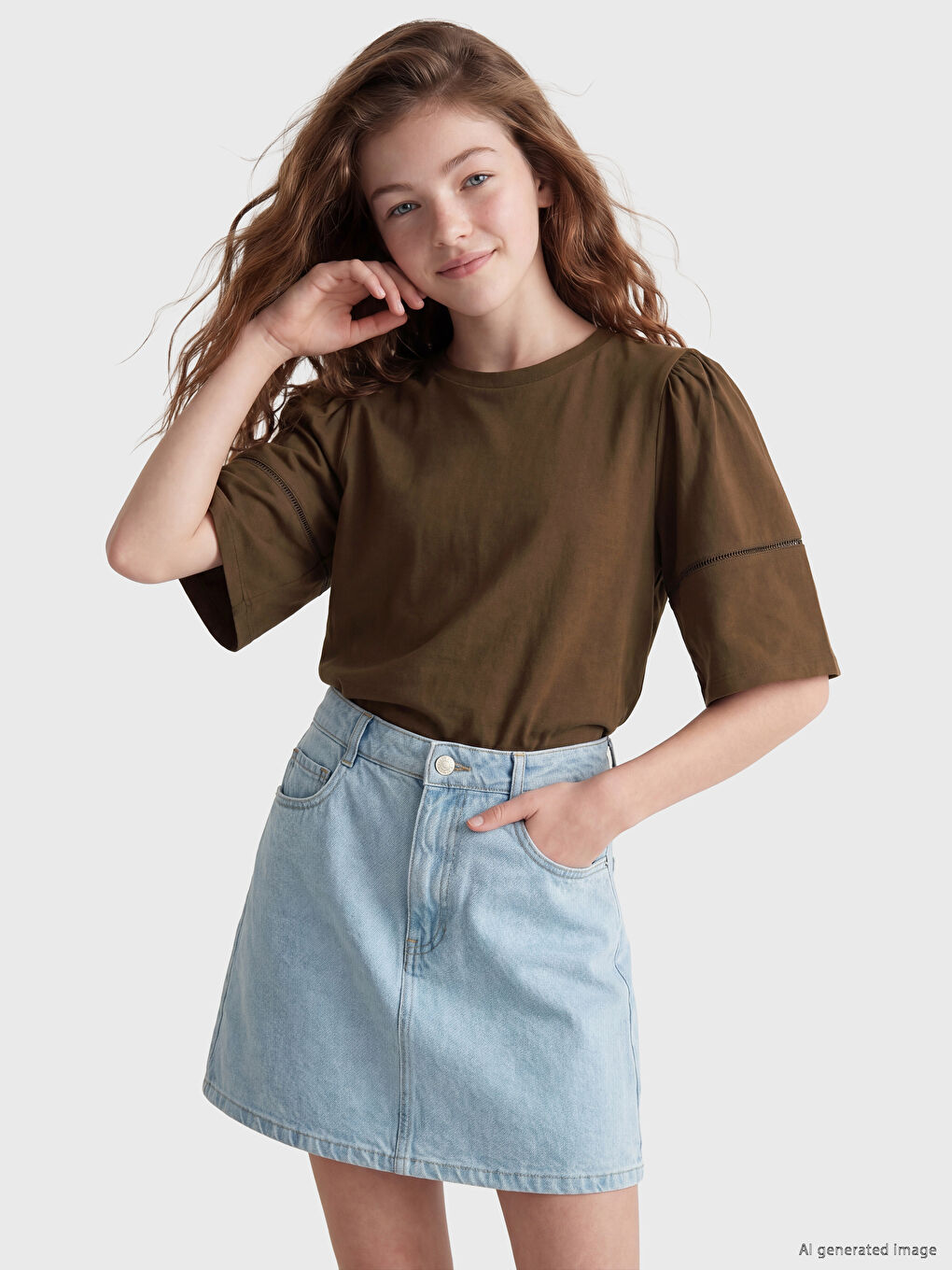 Crew Neck Girls' T-Shirt