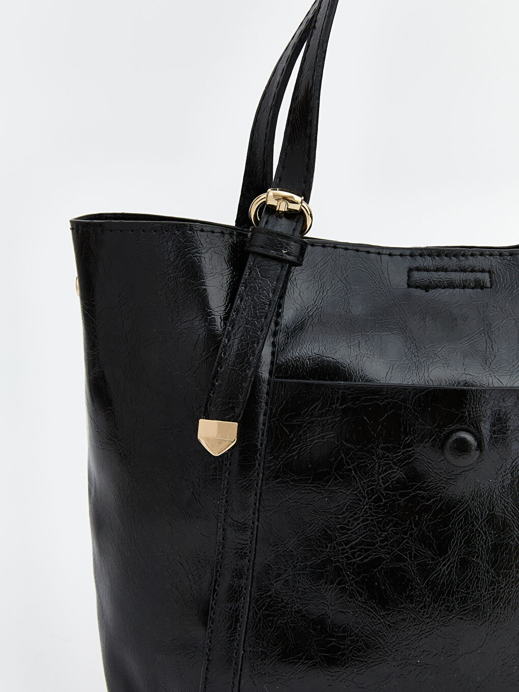 Siyah Kroko Desenli Kadın Omuz Çantası-2