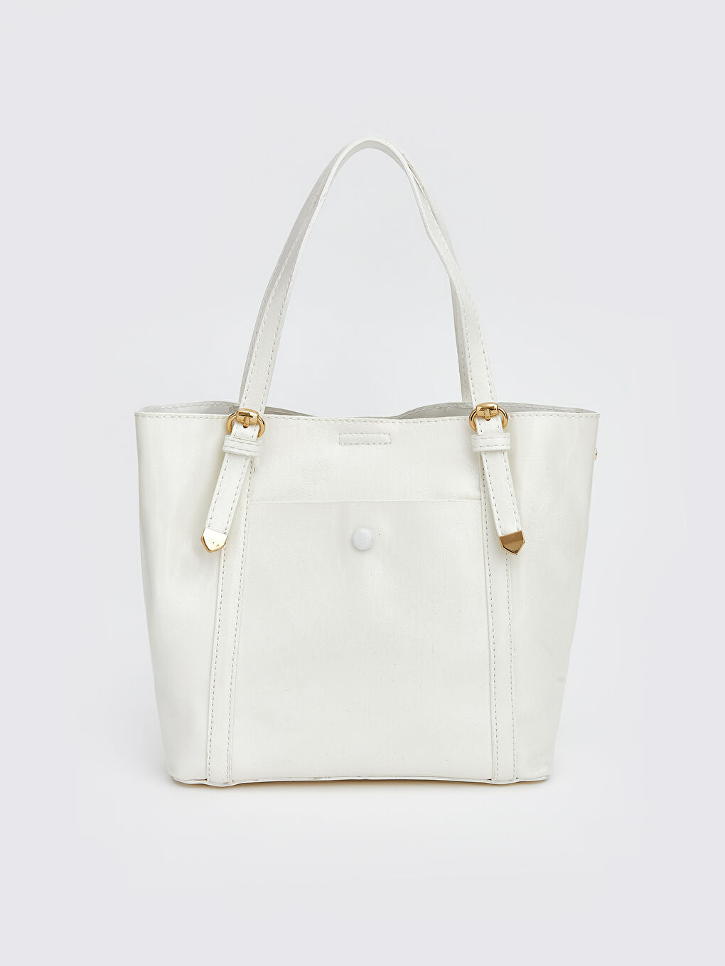 Beyaz Kroko Desenli Kadın Omuz Çantası