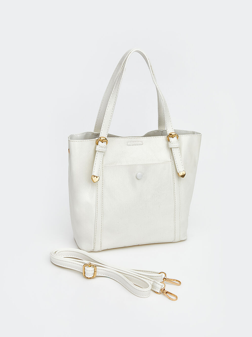 Beyaz Kroko Desenli Kadın Omuz Çantası-1