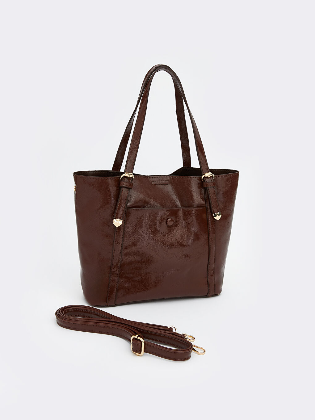 Kahverengi Kroko Desenli Kadın Omuz Çantası-1