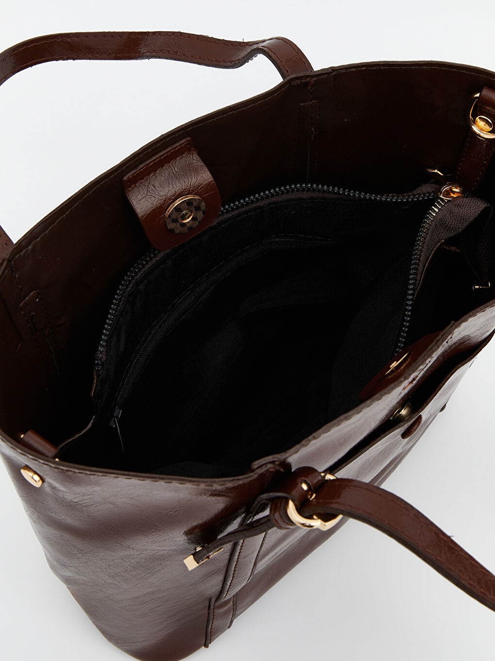 Kahverengi Kroko Desenli Kadın Omuz Çantası-3