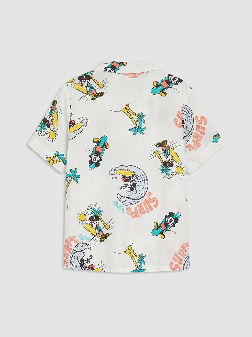 Beyaz Mickey Mouse Baskılı Erkek Çocuk Gömlek-2