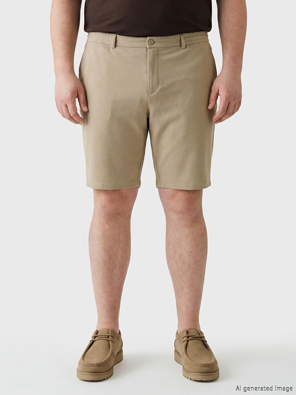 Bej Standart Kalıp Erkek Şort-1