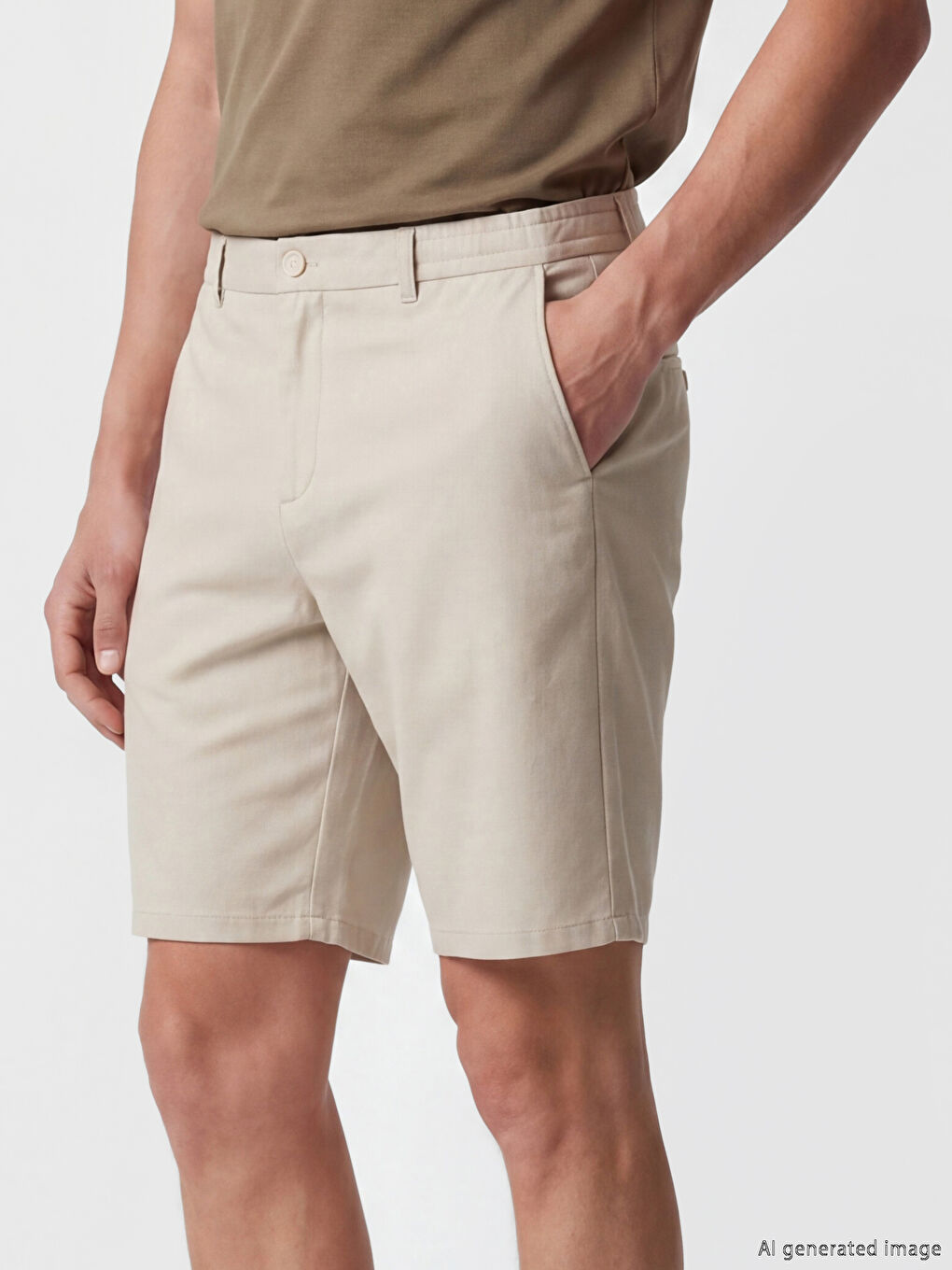 Bej Standart Kalıp Erkek Şort-3