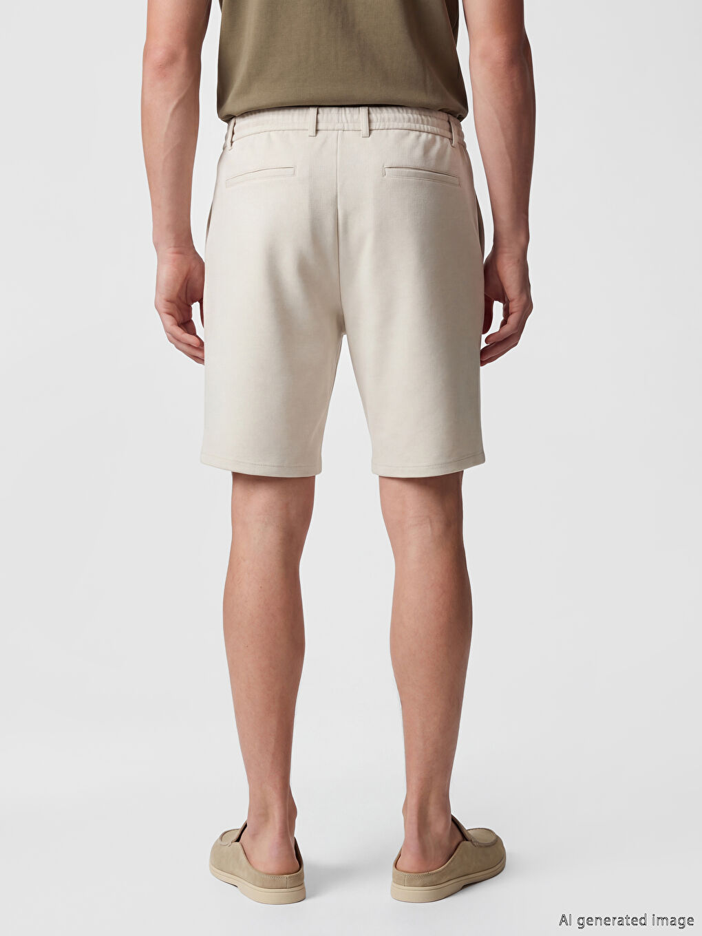 Bej Standart Kalıp Erkek Şort-4