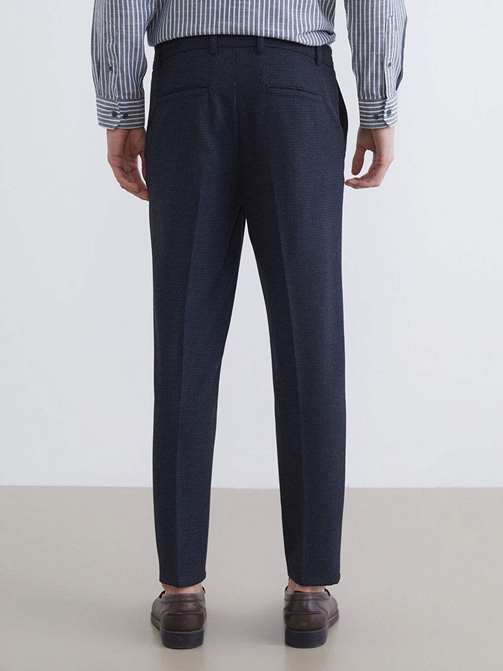 Lacivert Standart Kalıp Armürlü Erkek Pantolon-3