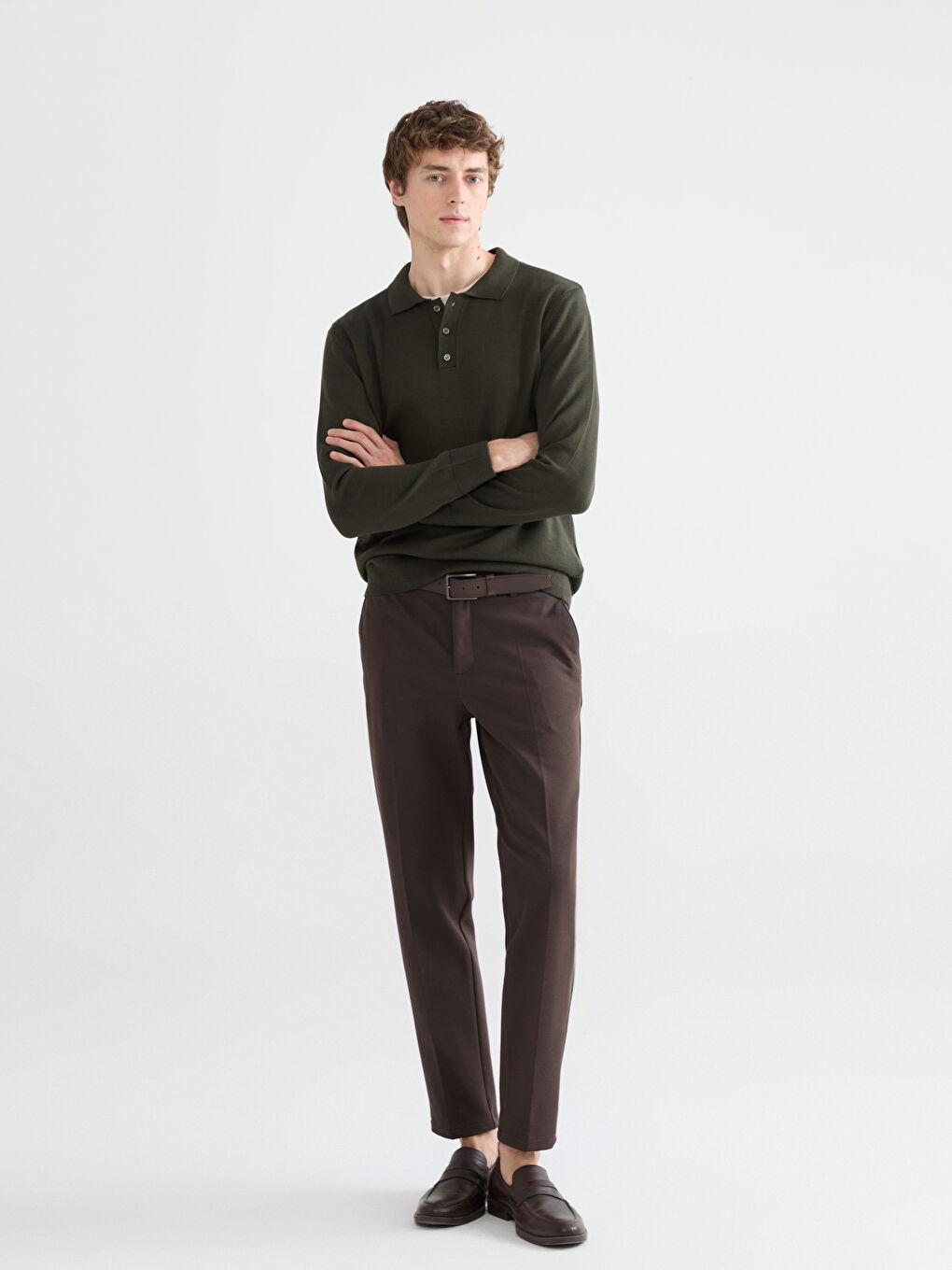 Kahverengi Standart Kalıp Erkek Pantolon