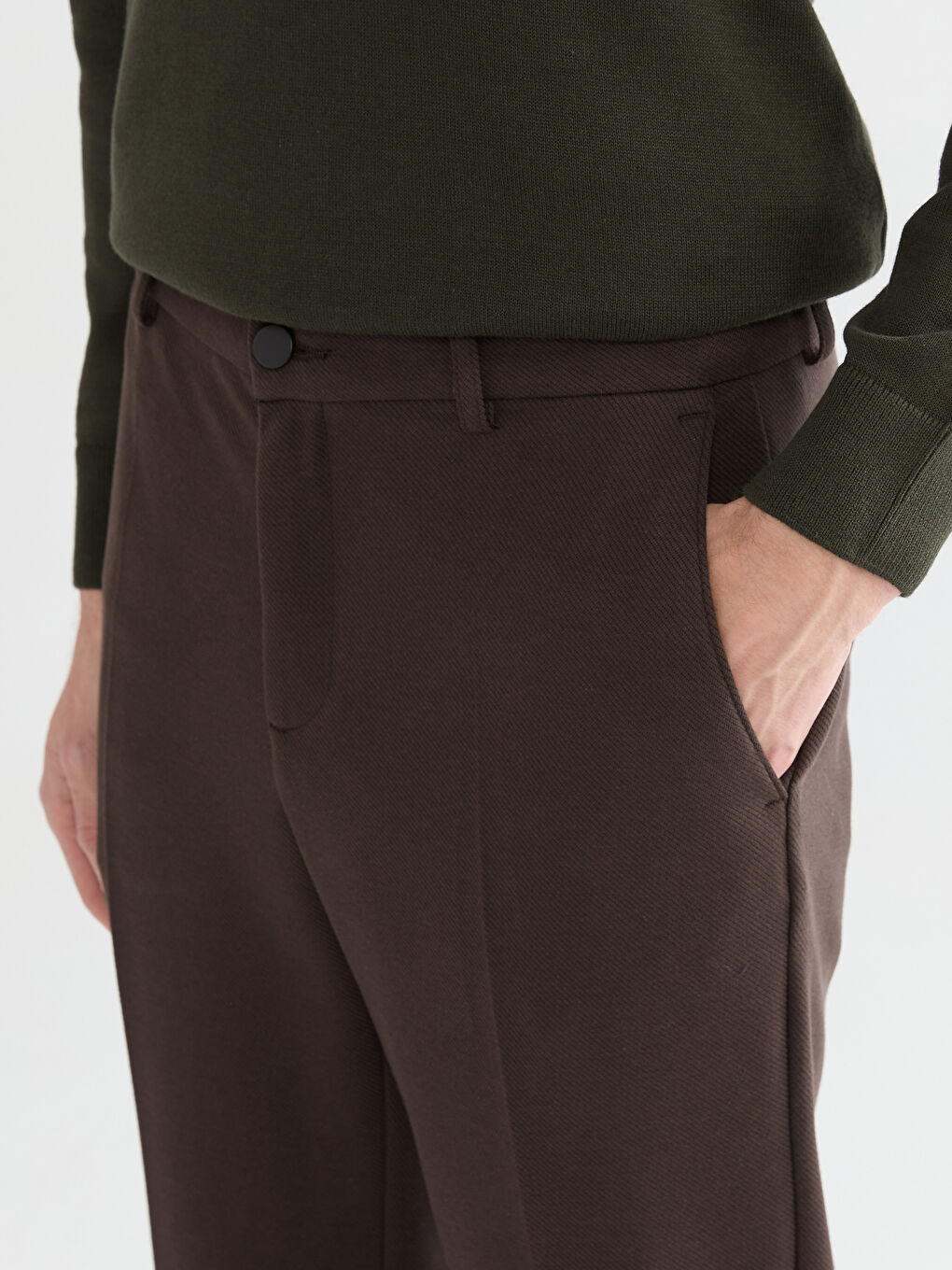 Kahverengi Standart Kalıp Erkek Pantolon-2