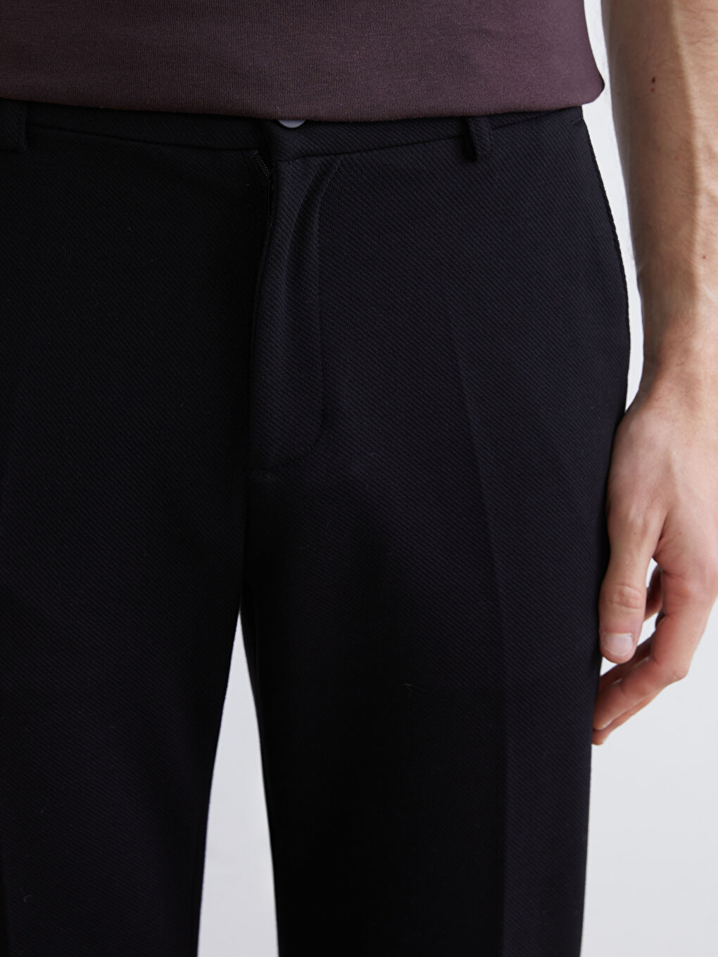 Siyah Standart Kalıp Erkek Pantolon-2