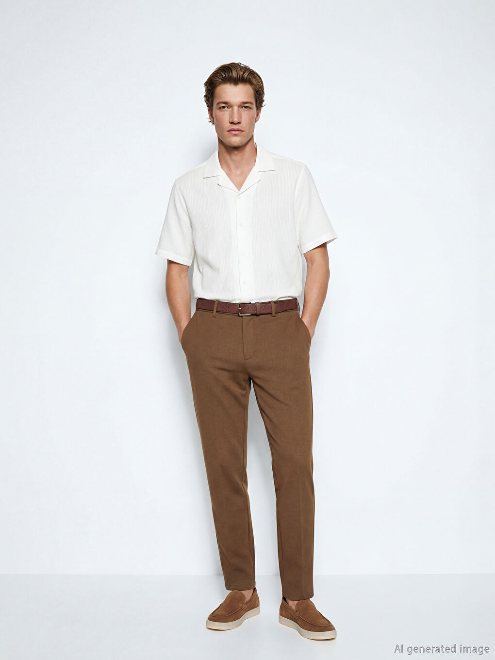 Kahverengi Standart Kalıp Erkek Pantolon