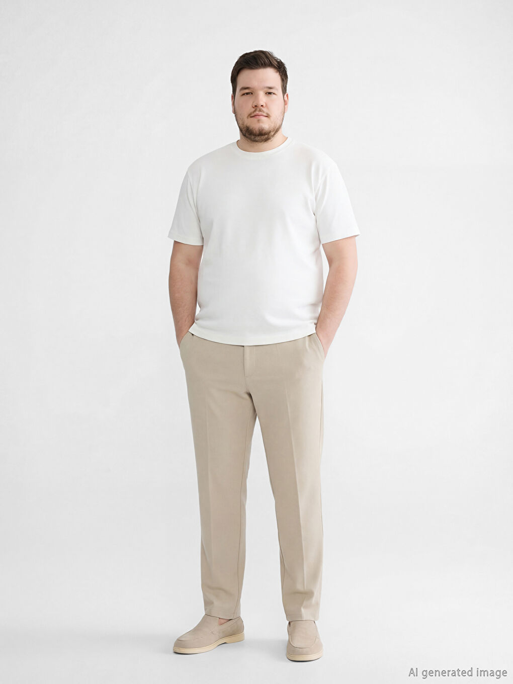 Bej Standart Kalıp Erkek Pantolon-1