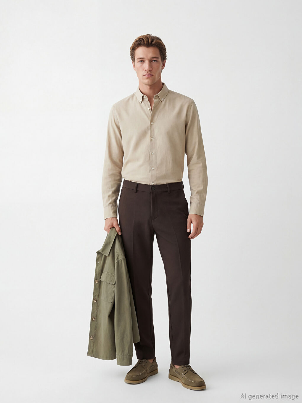 Kahverengi Standart Kalıp Erkek Pantolon-5