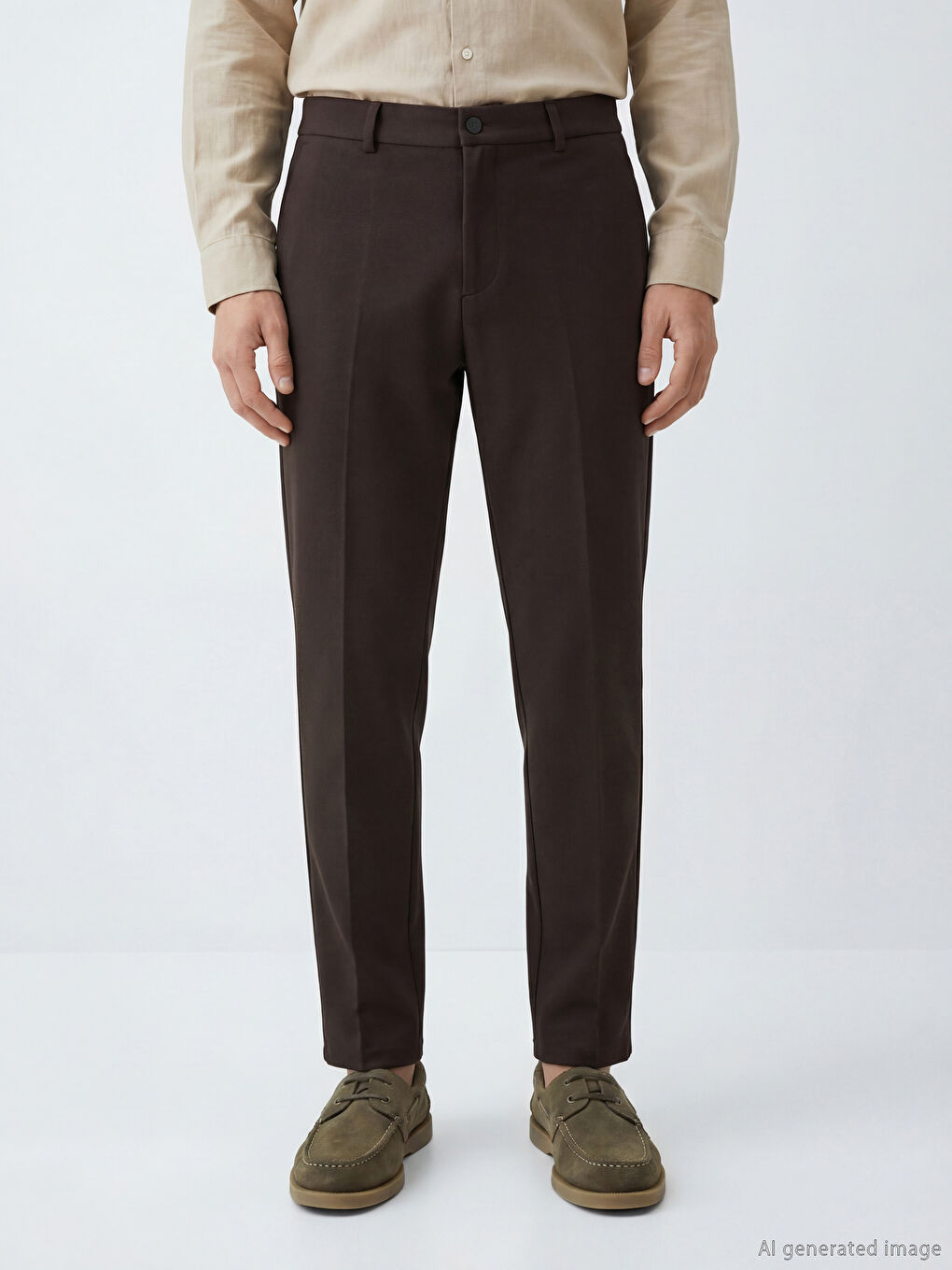 Kahverengi Standart Kalıp Erkek Pantolon-6
