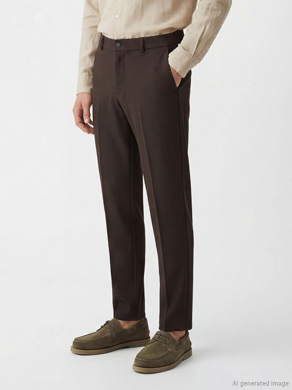 Kahverengi Standart Kalıp Erkek Pantolon-7