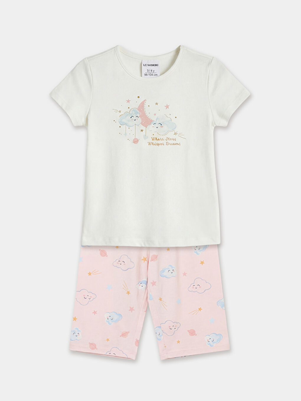 SVETLO BEŽ Kratka pidžama komplet Devojka