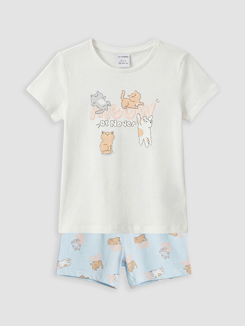 SVETLO BEŽ Kratka pidžama komplet Devojka