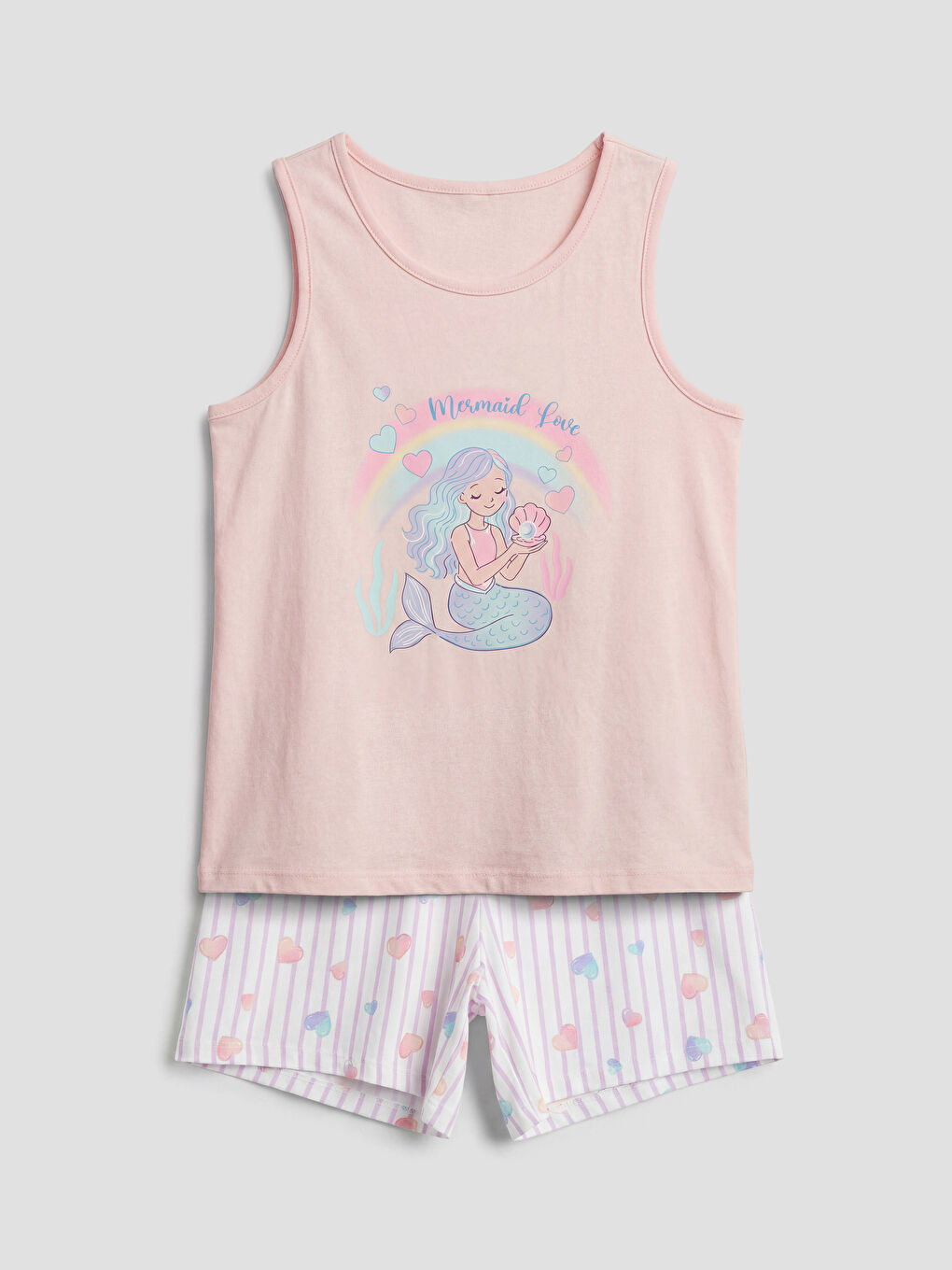 Pembe Bisiklet Yaka Kız Çocuk Şortlu Pijama Takımı