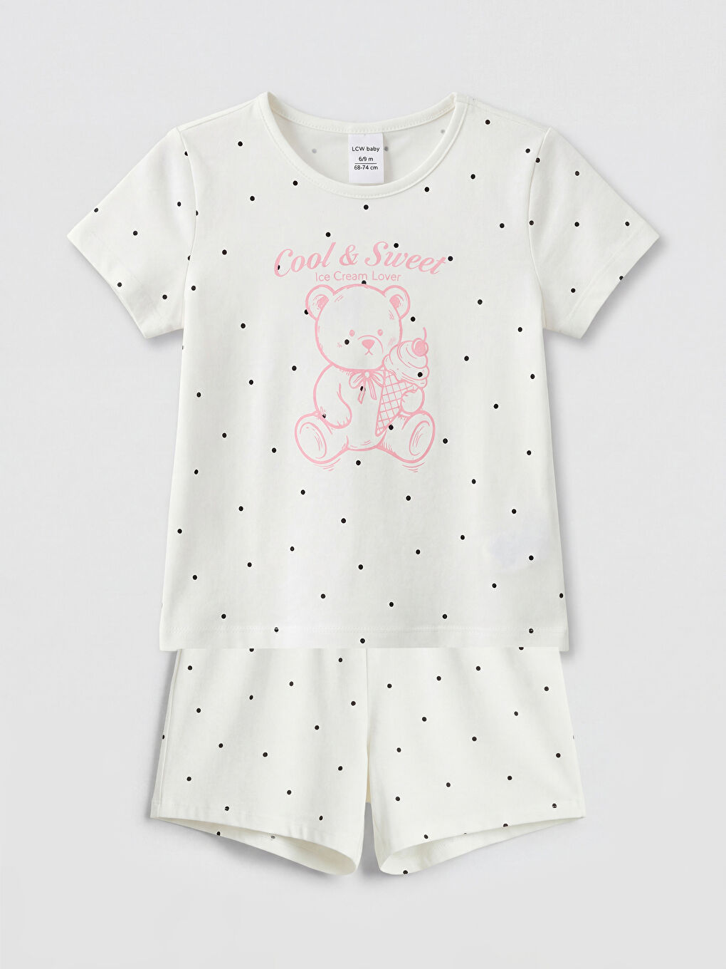 SVETLO BEŽ Kratka pidžama komplet Devojka