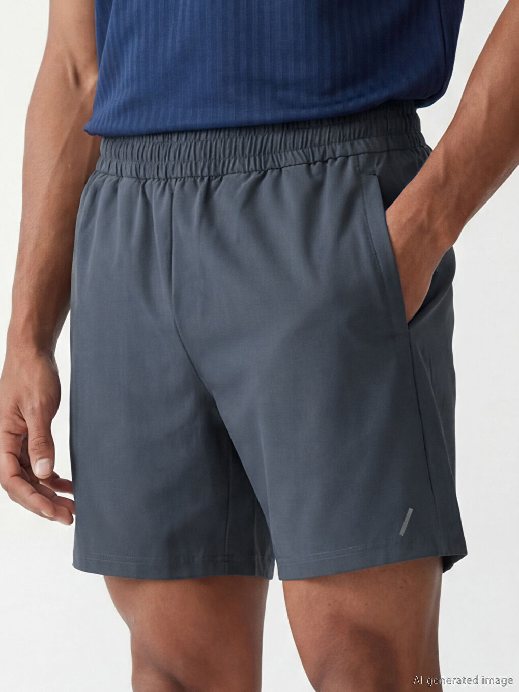 شورت رياضي رجالي بقصة عادية من قماش البوبلين-2