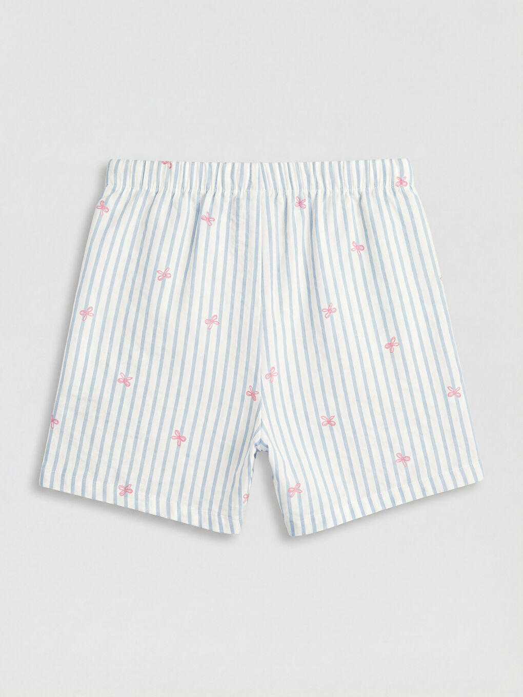 Beyaz Fiyonk Baskılı Kız Çocuk Müslin Pijama Şort-1