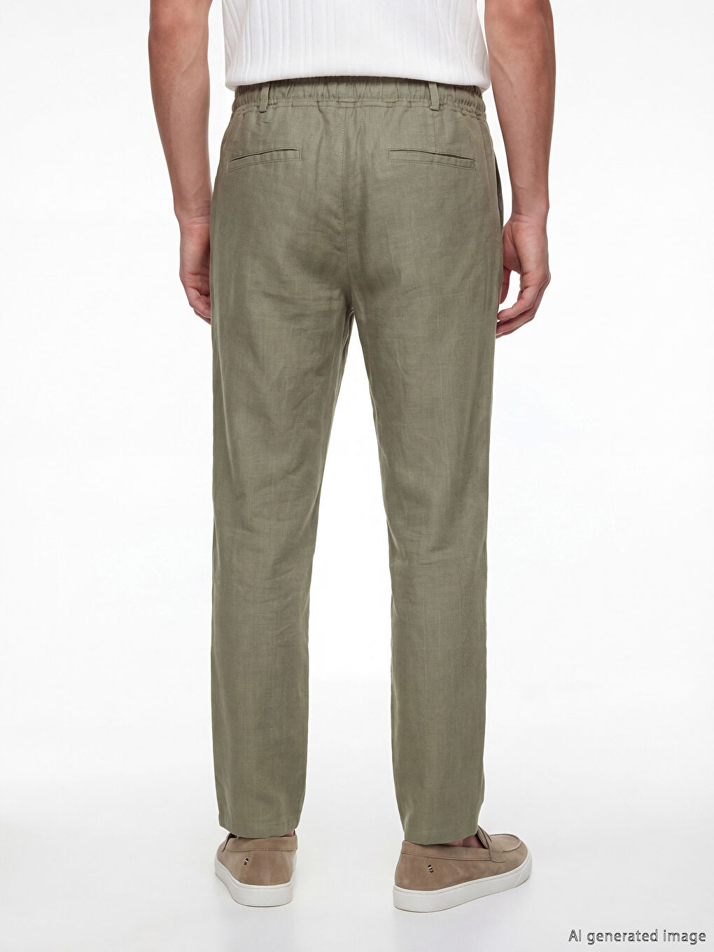 بنطلون رجالي بقصة عادية بمظهر الكتان-3