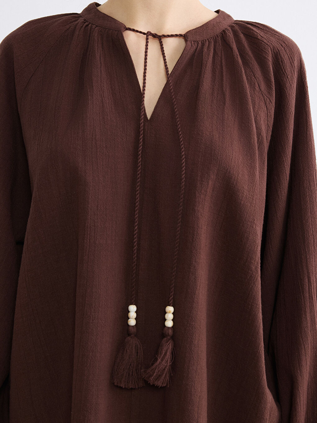 Balon Kollu Büzgülü Oversize Bluz-2