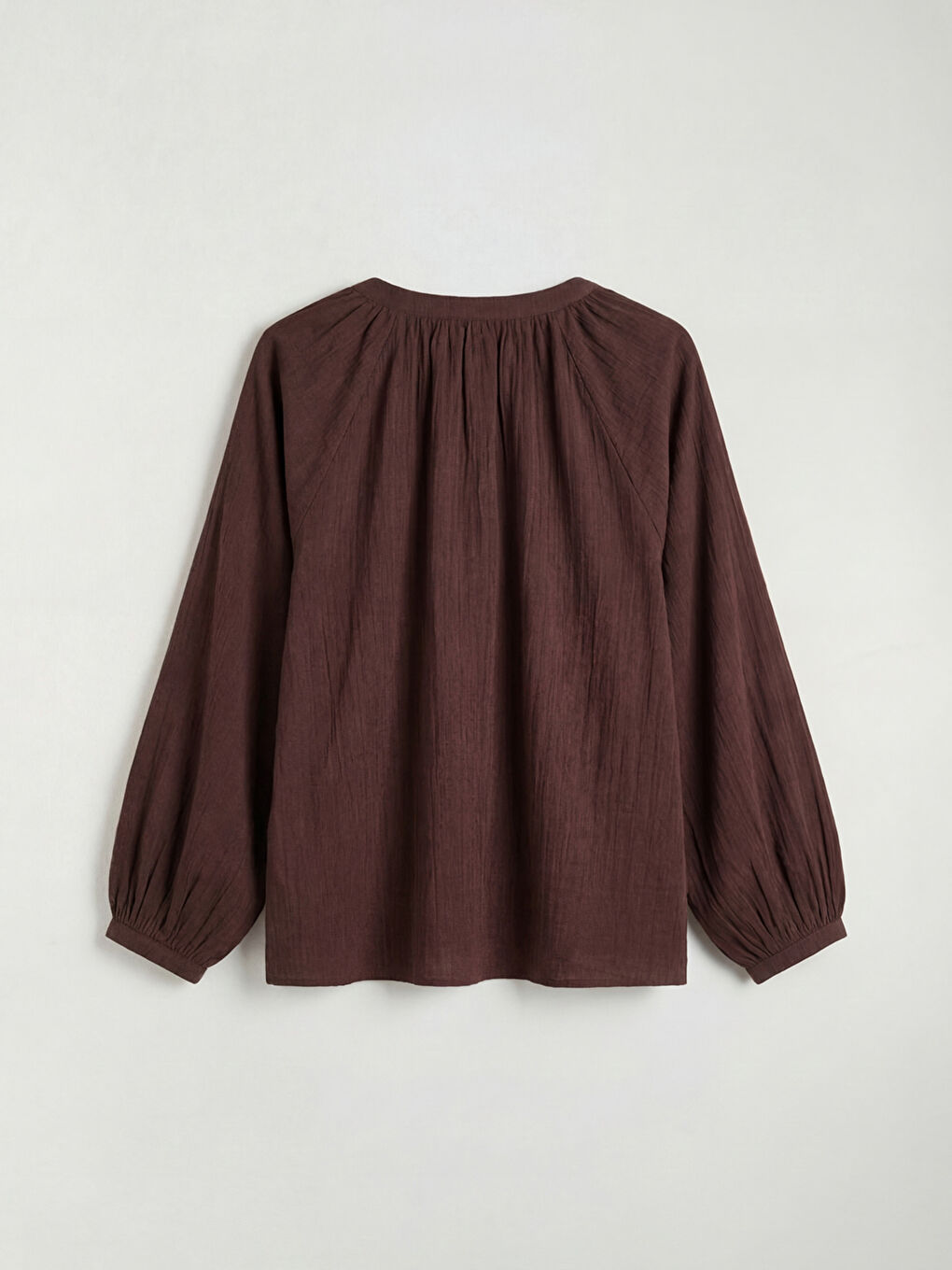 Balon Kollu Büzgülü Oversize Bluz-5