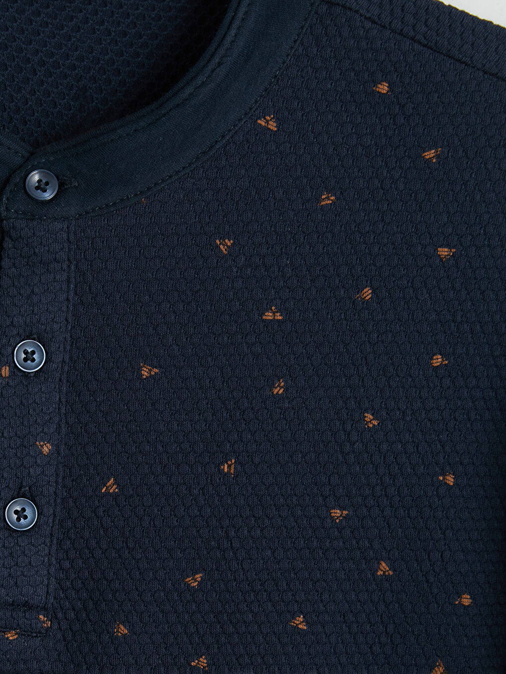 Grandad Collar Patterned Men's T-Shirt-2