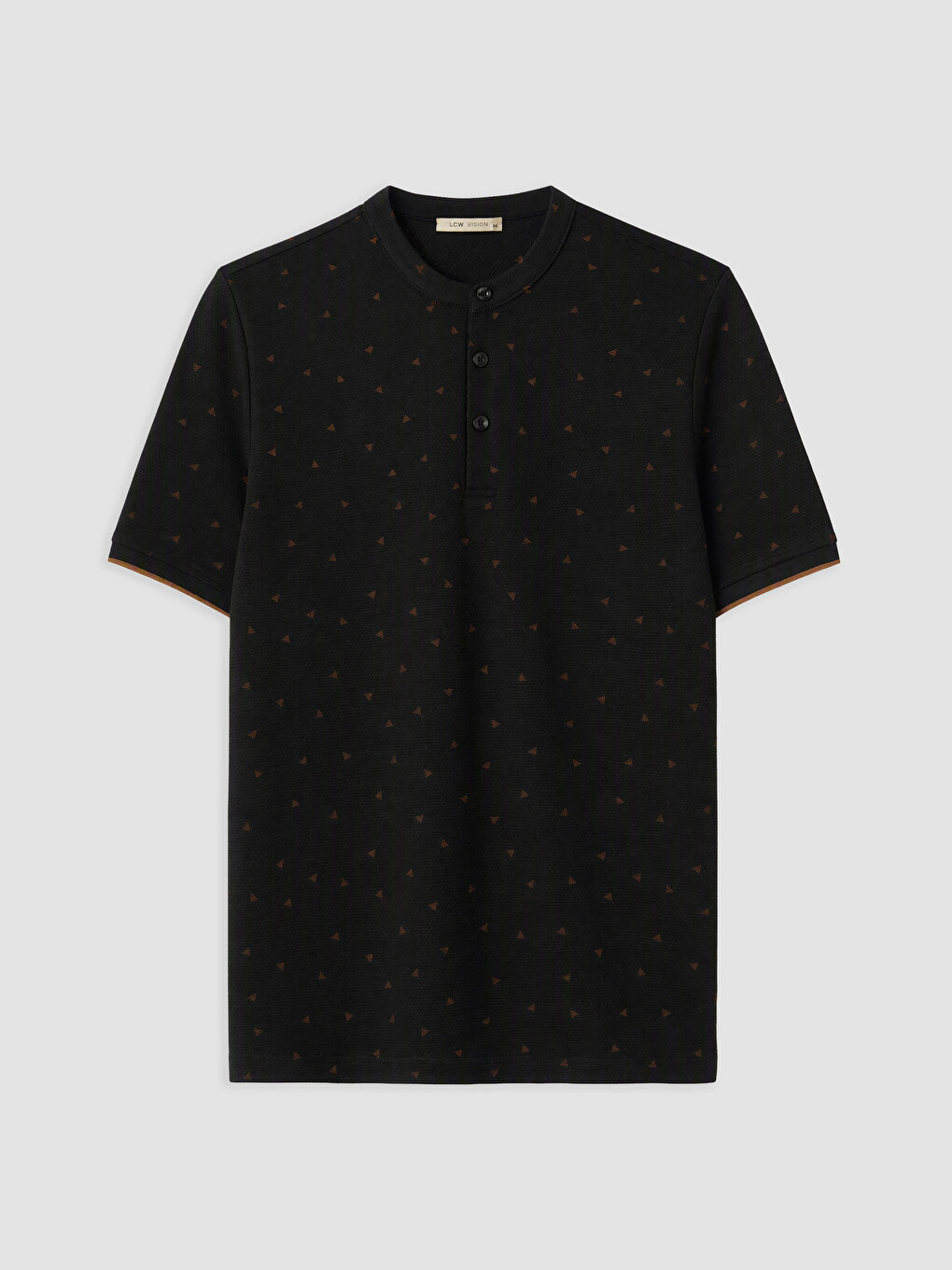 Grandad Collar Patterned Men's T-shirt-4